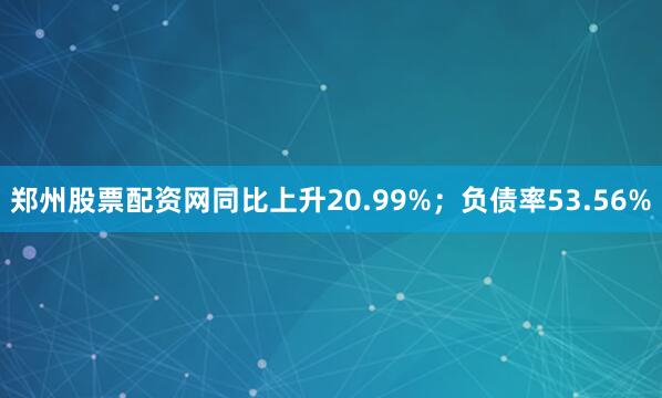 郑州股票配资网同比上升20.99%；负债率53.56%
