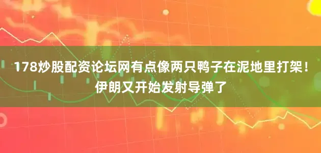 178炒股配资论坛网有点像两只鸭子在泥地里打架！伊朗又开始发射导弹了